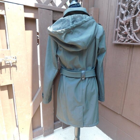 Michael Kors S Black Weatherproof Fleece Lined Hooded Zip Up Belted Coat - Picture 8 of 9